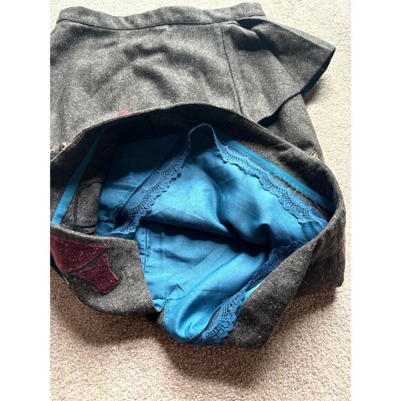 Vtg Anthropologie 6 Floreat Wool Pencil Skirt Bird Embroidered Dark Academia - Picture 8 of 13